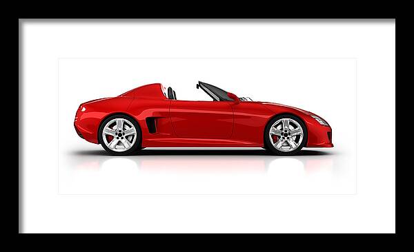 Generic Framed Print featuring the photograph Sports car in studio, side view - isolated/clipping path by Henrik5000