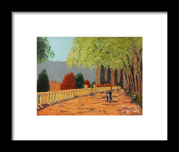 Landscape Framed Print featuring the painting Spring at the park by Monica Elena