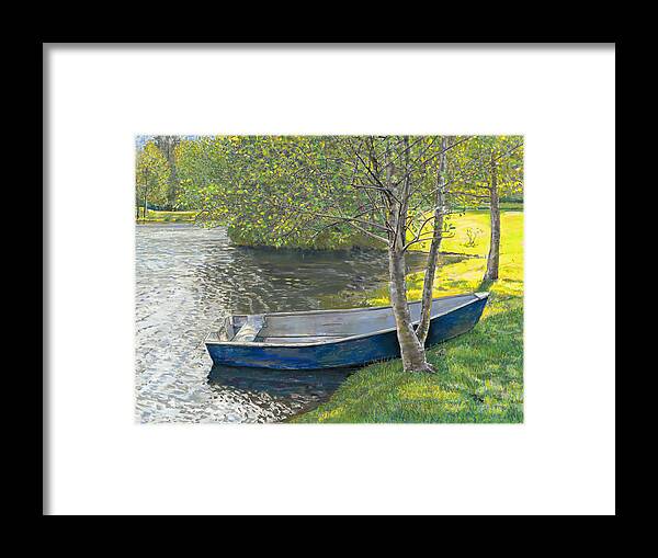 Birdseye Art Studio Framed Print featuring the painting The Blue Rowboat by Nick Payne