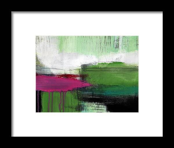 Green Abstract Painting Framed Print featuring the painting Spring Became Summer- Abstract Painting by Linda Woods