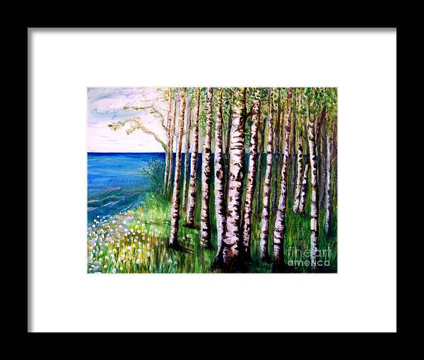 Oil Painting Framed Print featuring the painting Spring Birch by Deb Stroh-Larson
