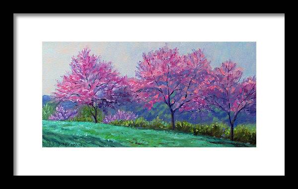 Bonnie Mason Framed Print featuring the painting Spring Blossoms on Mill Mountain by Bonnie Mason