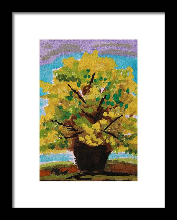 Spring Framed Print featuring the painting Spring Forsythia by Mary Carol Williams