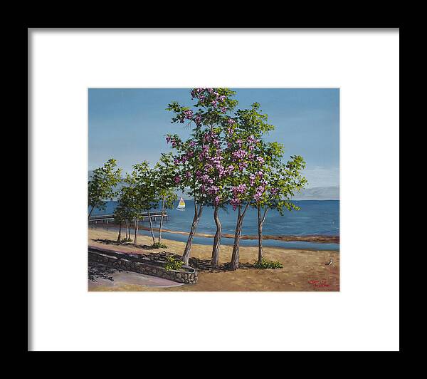 Landscape Framed Print featuring the painting Spring in Kings Beach Lake Tahoe by Darice Machel McGuire