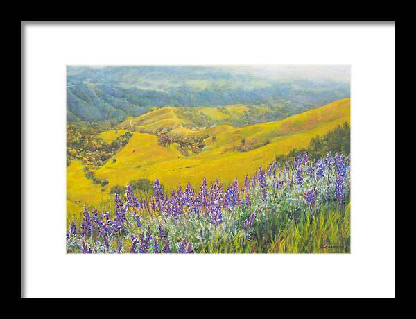 Spring Framed Print featuring the painting Spring on Mount Diablo #3 by Kerima Swain