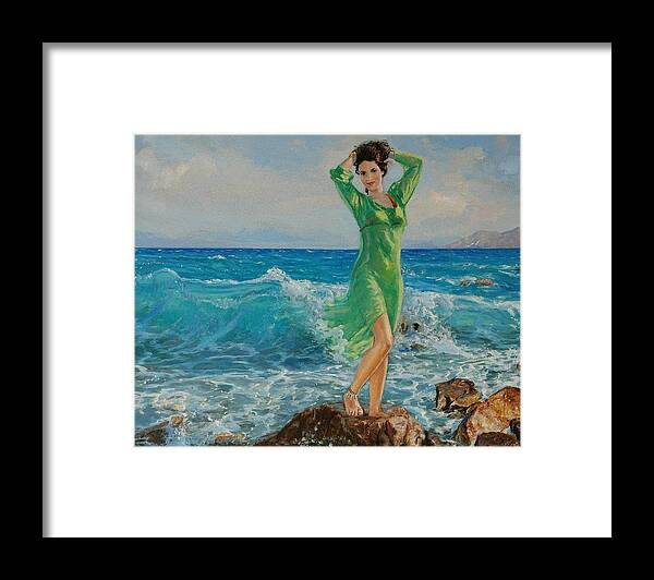 Seascape Framed Print featuring the painting Spring by Sefedin Stafa