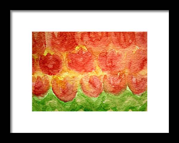 Tulips Framed Print featuring the painting Spring Tulips by Alma Yamazaki