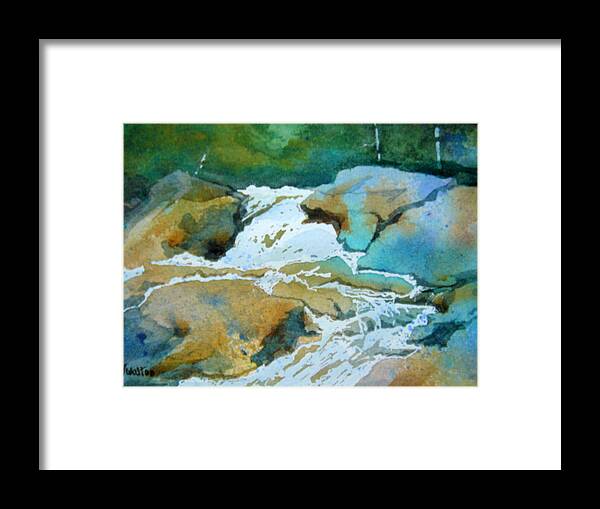 Spring Framed Print featuring the painting Spring Waterfall by Judy Fischer Walton