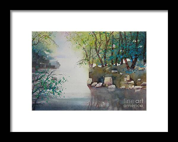 Morning Landscape Framed Print featuring the painting Spring Wish by Celine K Yong