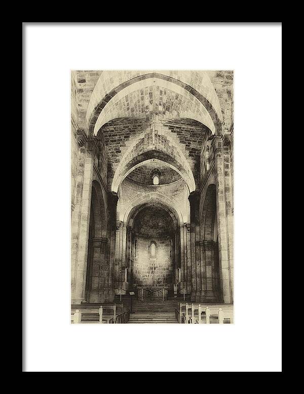 Israel Framed Print featuring the photograph St. Anne's Church Jerusalem Antiqued by Mark Fuller