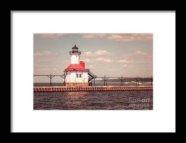 1970s Framed Print featuring the photograph St. Joseph Lighthouse Vintage Picture Photo by Paul Velgos