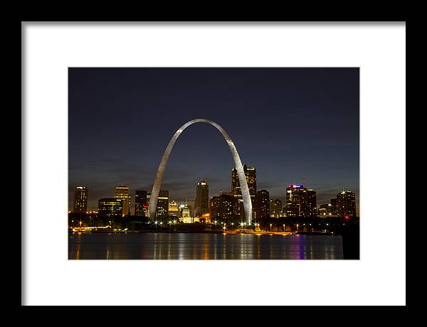 St. Louis Framed Print featuring the photograph St Louis Arch at Night by Garry McMichael