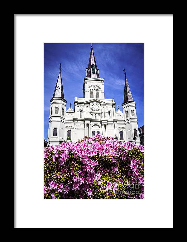 America Framed Print featuring the photograph St. Louis Cathedral and Flowers in New Orleans by Paul Velgos