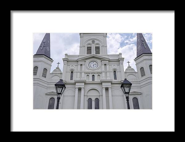 Architecture Framed Print featuring the photograph St. Louis Cathedral Close-Up by Jim Shackett