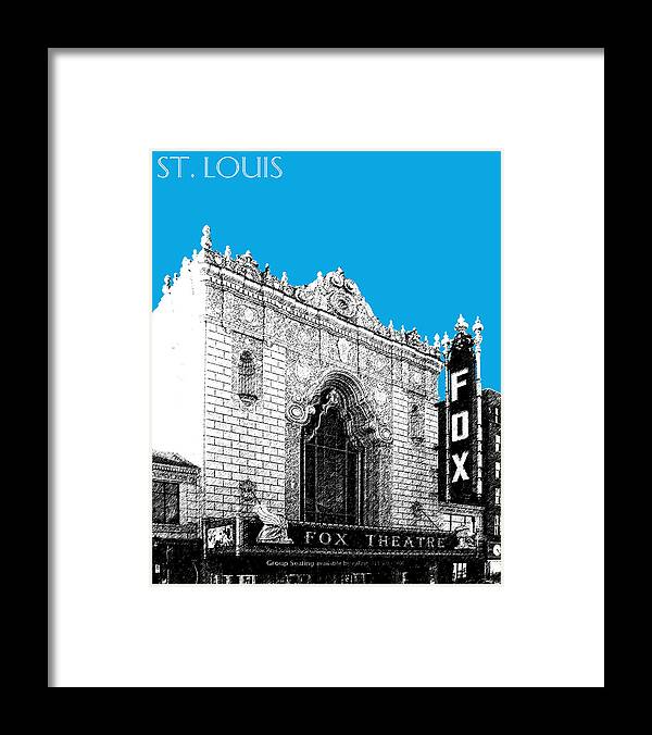 Architecture Framed Print featuring the digital art St louis Skyline Fox Theater - Ice Blue by DB Artist