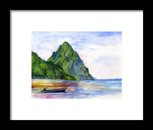 Island Framed Print featuring the painting St. Lucia by John D Benson