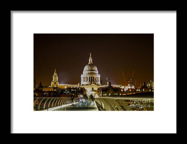 London Framed Print featuring the digital art St Paul's at night by Patricia Hofmeester
