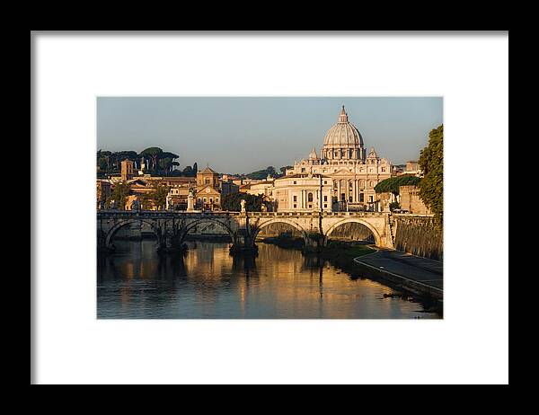 St Peter Framed Print featuring the digital art St Peter Morning Glow - Impressions Of Rome by Georgia Mizuleva