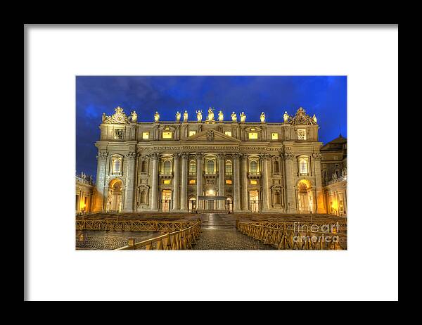 Yhun Suarez Framed Print featuring the photograph St Peter's Basilica 4.0 Blue Hour by Yhun Suarez