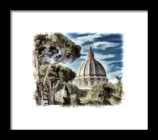 St Peters Framed Print featuring the photograph St Peters Dome - Vatican by Jon Berghoff