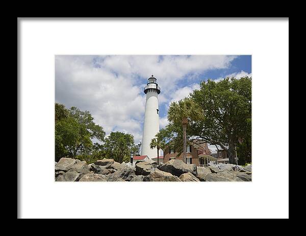Outdoors Framed Print featuring the photograph St. Simon's Island Lighthouse by DorothyBlahnik