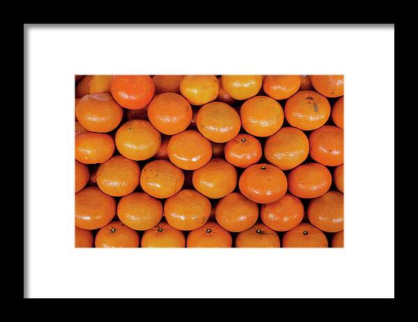 Orange Framed Print featuring the photograph Stack Of Red And Glossy Oranges by Frank Rothe