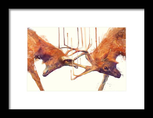 Stags Framed Print featuring the painting Stags // Strong by Amy Hamilton