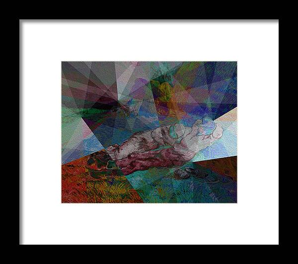 Abstract In The Living Room Framed Print featuring the painting Stained Glass I by David Bridburg