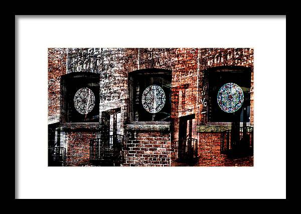 Stained Glass Window Framed Print featuring the digital art Stained Brick by Abby Kirsch