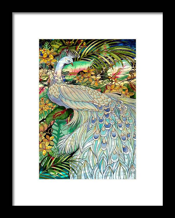 Stained Glass Peacock Art Framed Print featuring the photograph Stained Glass 53 by Joyce StJames