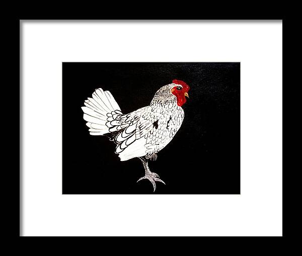 Rooster Framed Print featuring the painting Stained Glass Rooster by Cindy Micklos