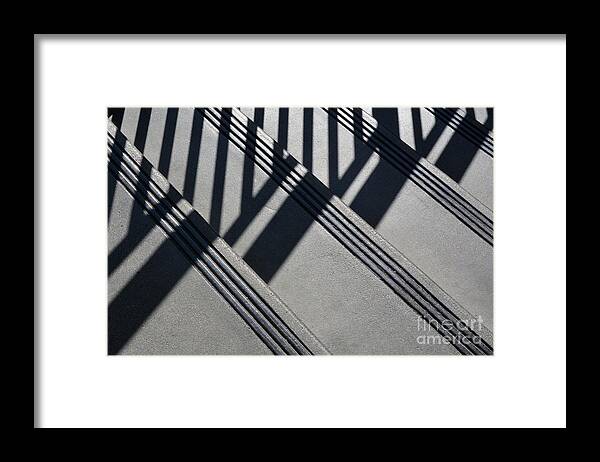 Abstract Framed Print featuring the photograph Stairs And Rail by Dan Holm