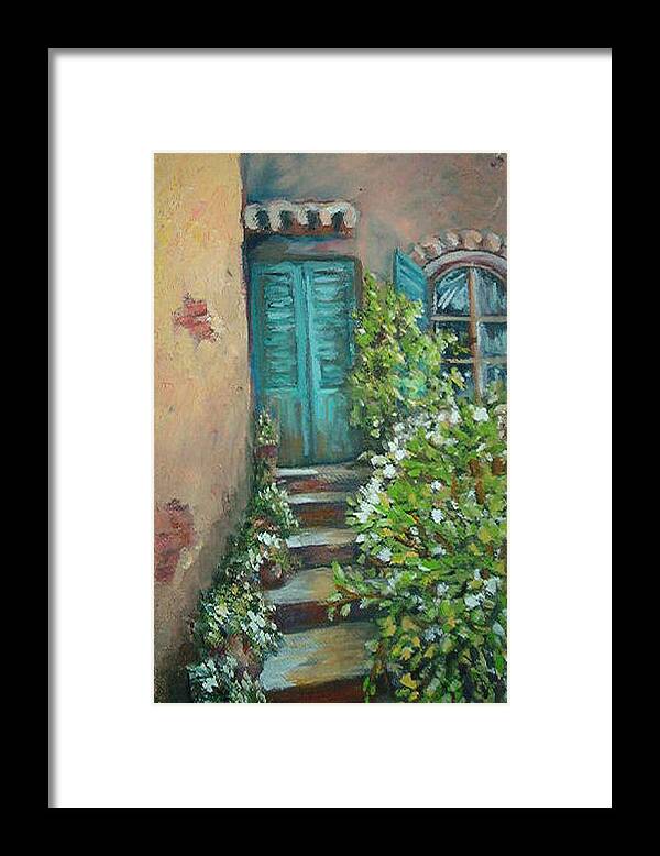 Entryway Framed Print featuring the painting Stairway in Mexico by Charme Curtin