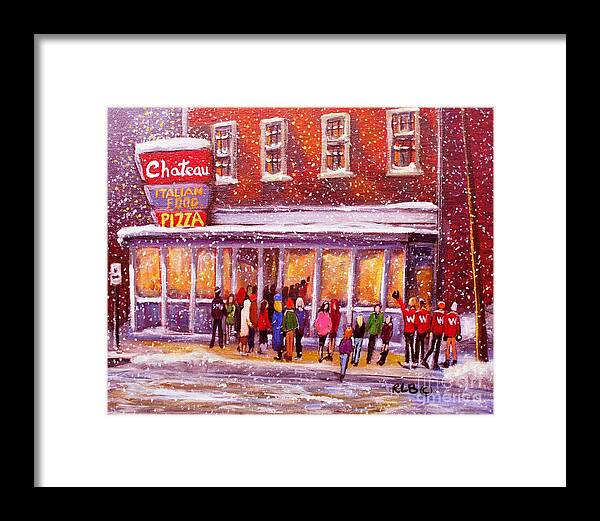 Landscape Framed Print featuring the painting Standing in Line at the Chateau by Rita Brown