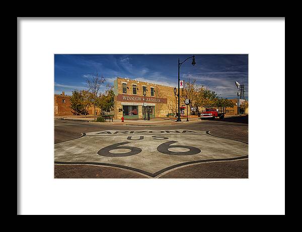Standing On The Corner Framed Print featuring the photograph Standing on the Corner in Winslow Arizona DSC08854 by Greg Kluempers