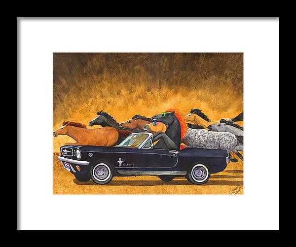 Mustang Framed Print featuring the painting Stang by Catherine G McElroy