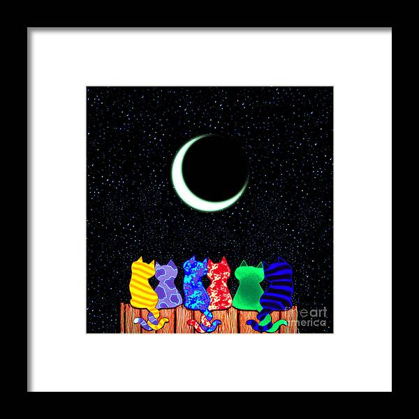 Colorful Cat Art Framed Print featuring the drawing Star Gazers by Nick Gustafson