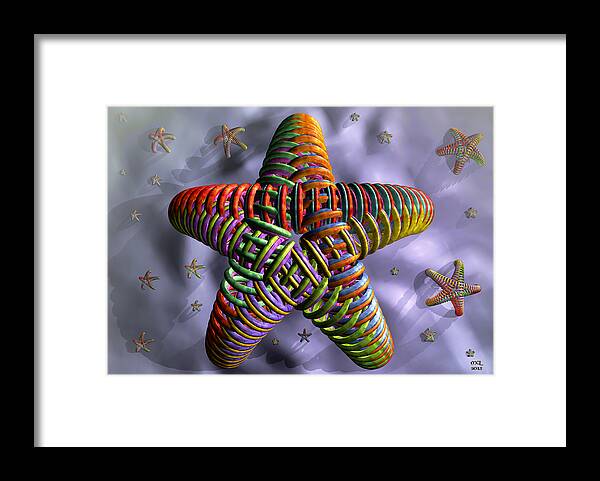 Abstract Framed Print featuring the digital art Starfish by Manny Lorenzo