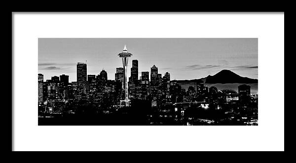Seattle Framed Print featuring the photograph Stark Seattle Skyline by Benjamin Yeager