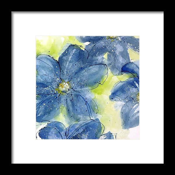 Original Watercolors Framed Print featuring the painting Starlight Clematis 2 by Chris Paschke