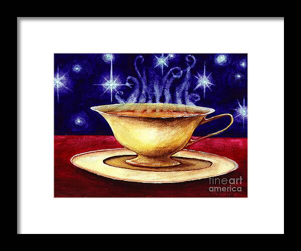 Teacup Framed Print featuring the painting Starry Night Tea Service by Michelle Bien