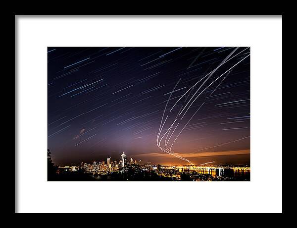 Night Framed Print featuring the photograph Starry Seattle from Kerry Park by Yoshiki Nakamura