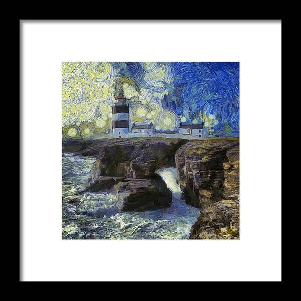 Hook Framed Print featuring the photograph Starry Hook Head Lighthouse by Nigel R Bell