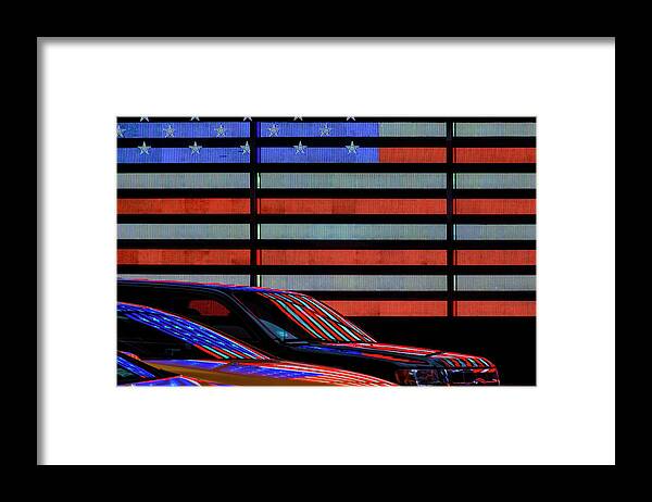 Street Framed Print featuring the photograph Stars And Stripes Reflected by Linda Wride