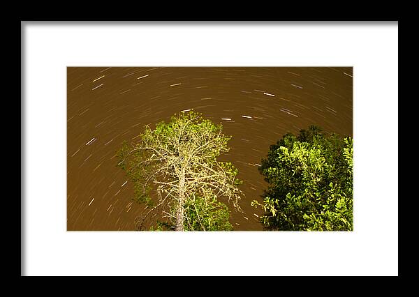 Oregon Time Lapse Framed Print featuring the photograph Stars over trees by Kunal Mehra