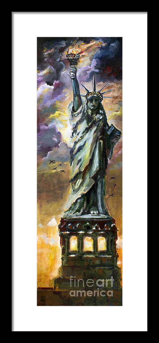 2014 Framed Print featuring the painting Statue of Liberty New York by Ginette Callaway