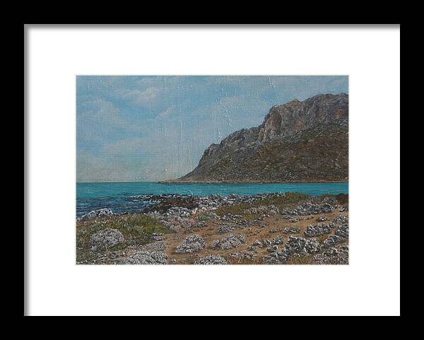 Stavros Framed Print featuring the painting Stavros Akrotiri by David Capon