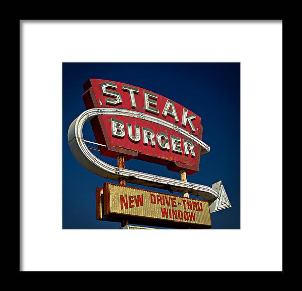 Sign Framed Print featuring the photograph Steak Burger by Bud Simpson