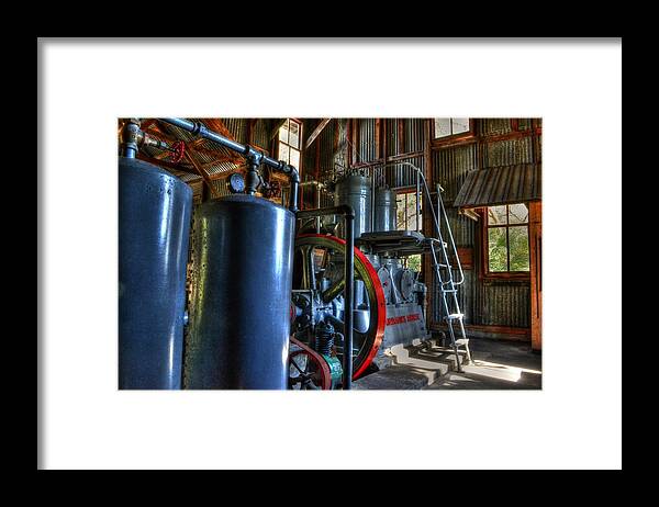 Steam Punk Framed Print featuring the photograph Steam generator at Koreshan by Timothy Lowry