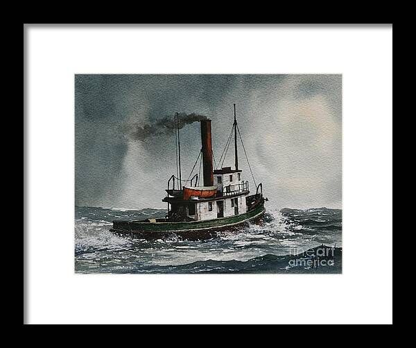 Steam Tugboat Paintings Framed Print featuring the painting Steam Tugboat KATADIN by James Williamson